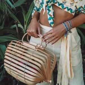 Natural Round Collapsible Bamboo  Bag (LARGE)